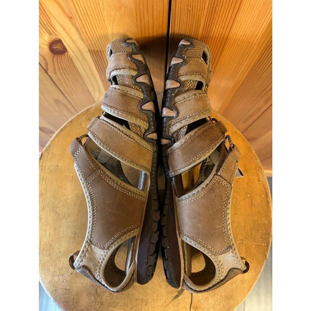 Skechers Womens Brown Leather Closed Toe Walking Sandals Washable Size 10 - Picture 6 of 8